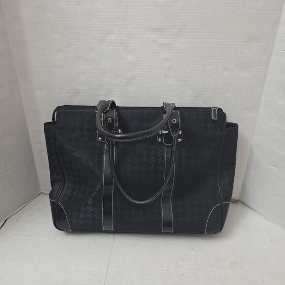 Black Tote Bag Things Remembered Personalized Houndstooth Clean Monogrammed - Picture 5 of 11